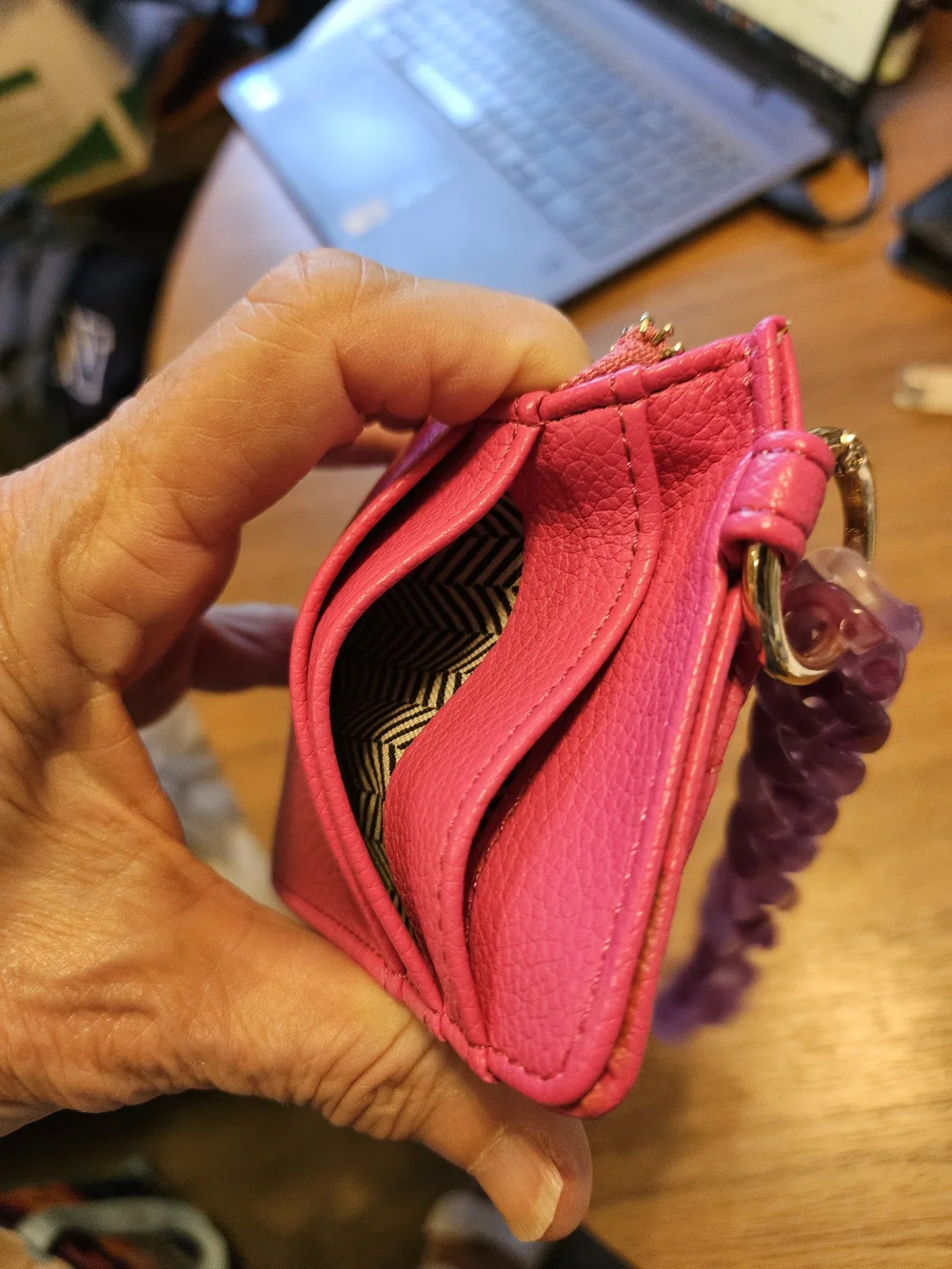 New Jen & Co Pink Leather Credit Card Wallet Wristlet